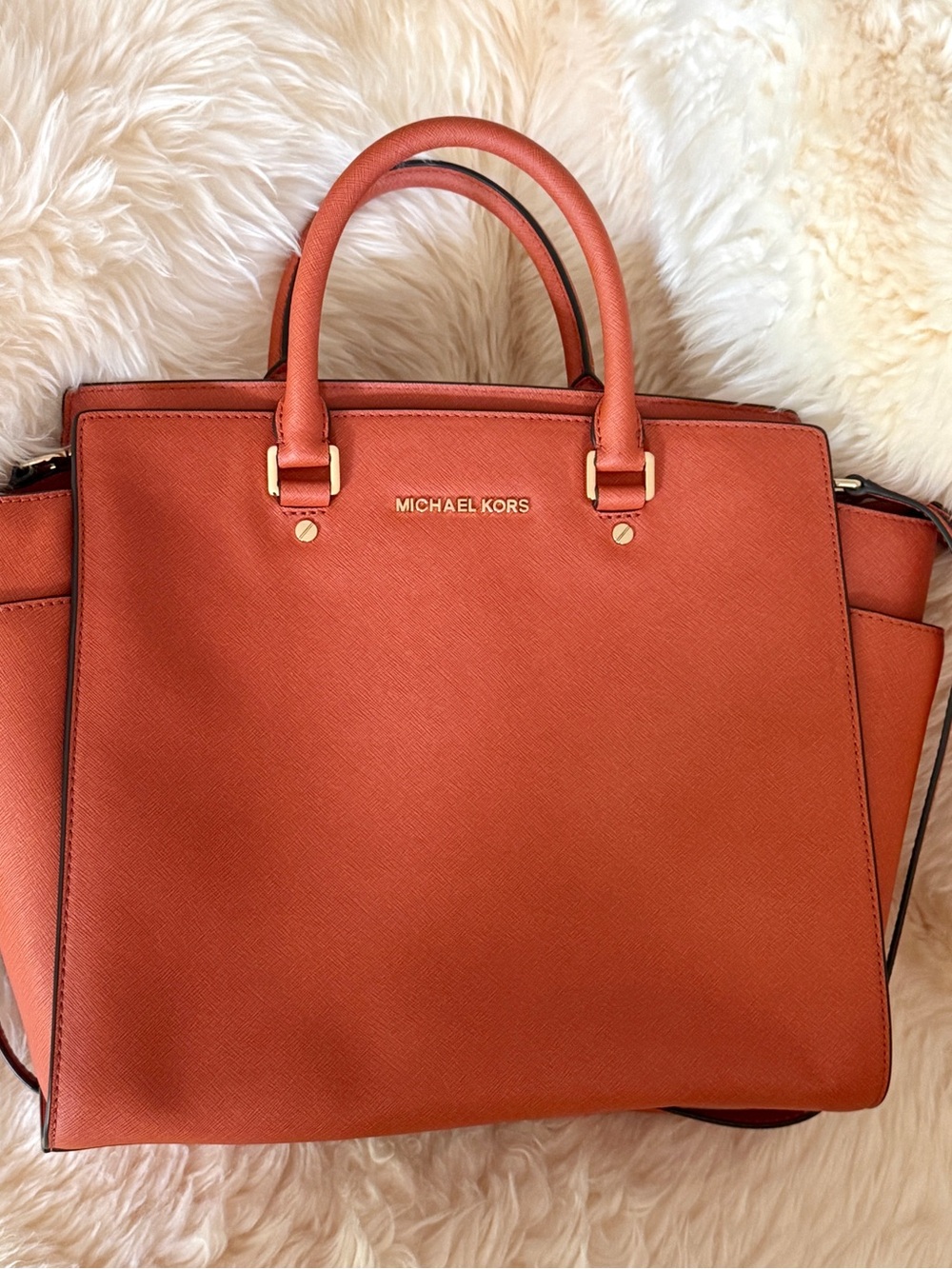 Michael Kors Coral Saffiano Leather Satchel